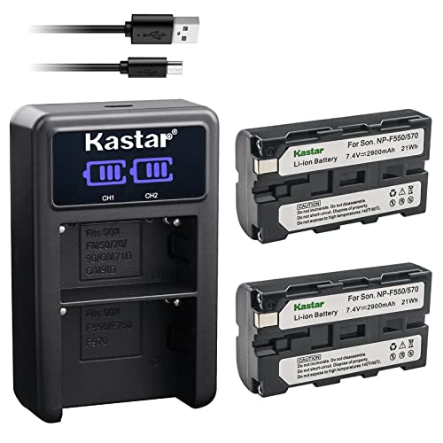Image of Kastar 2-Pack NP-F570 Battery and LED2 USB Charger Compatible with Feelworld A737 FW278S FW279 FW279S FW450 FW568 FW703 FW759 FW760 FW1018V1 FW1018SPV1 Digital On-Camera Field Monitor