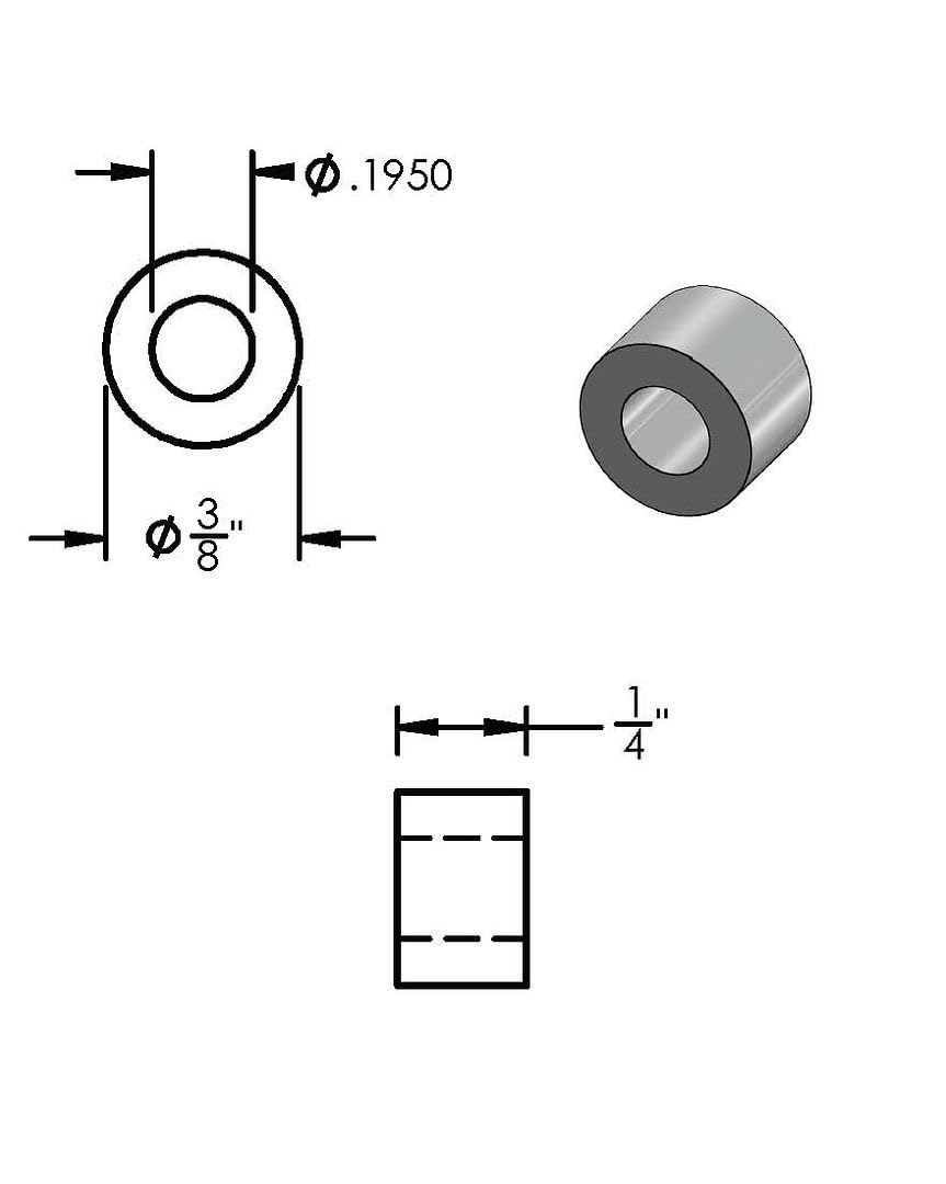 Aluminum Spacer Black 3/8" OD x 3/16" ID x Choose Your Length, Round Spacer Unthreaded Standoff Bushing, Fits Screws Bolts #10 or M4 by Metal Spacers Online (1/4" Length, 50 Pack)