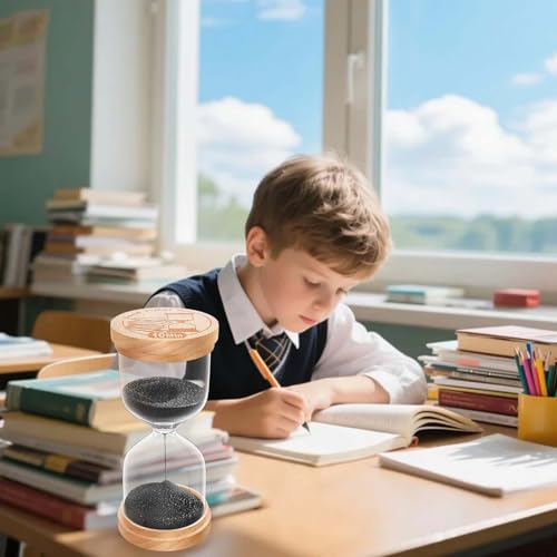 ABXKZ 60 Minute Sand Timer Hourglass, Beech Wood Hourglass Sand Clock, Small Black Wooden 60 Min Hour Glass, 1 Hour Sandglass, Reloj De Arenai, Classroom, Game, Kitchen, Home, Office, Decorative
