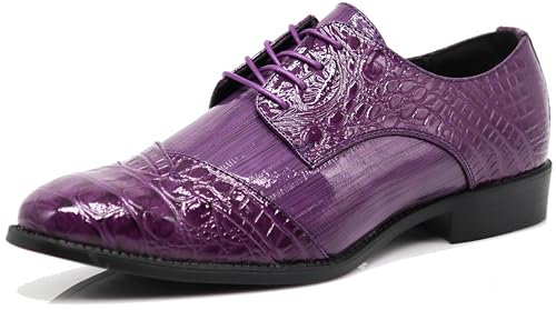 Image of STW Men's Alligator Crocodile Print Oxfords Fashion Lace Up Dress Shoes