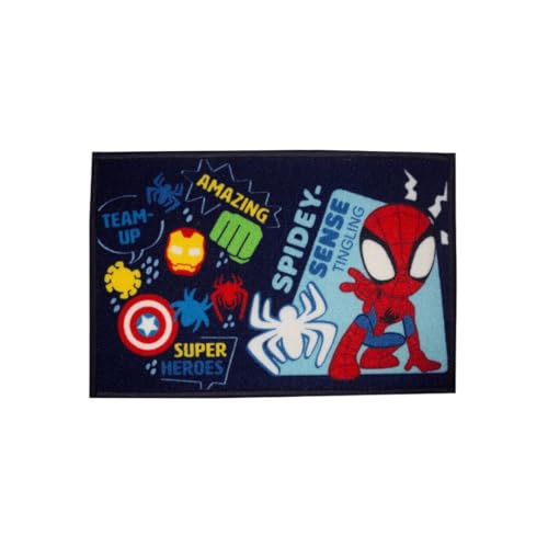 Image of Athom Living Premium Anti Slip Printed Kids Bathmat, Durable Nylon Fabric, Soft Texture, Easy to Clean, Stylish Home Decor Mat for Doorway & Kids Room, 37x57 cm, Multicolor (Marvel - Spidey)