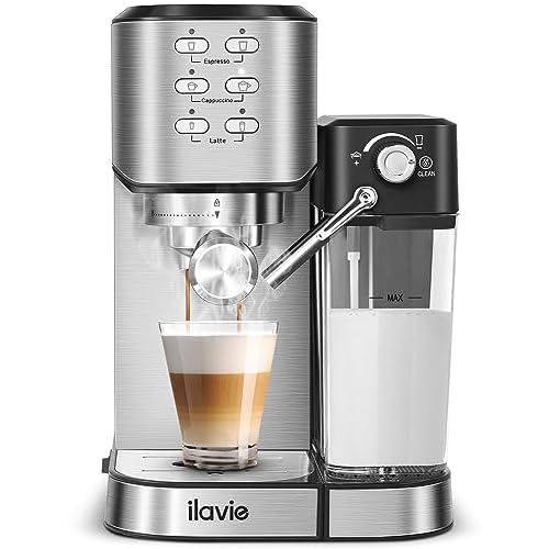 Espresso Machine 20 Bar, 6-in-1 Espresso Coffee Machine Built-In Milk Frother for Espresso, Cappuccino and latte with 1000ML Water Tank, 1350W