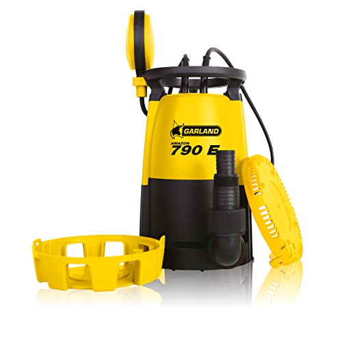 GARLAND AMAZON 790E-V20 - Bomba sumergible aguas sucias y límpias - Polipropileno, 900 W, 6,5 kg. Alt. máx. de impulsión 8,9 m, caudal máx. 18.000 l/h. Diám. máx. de sólidos 30 mm. Sumergible 7 m.