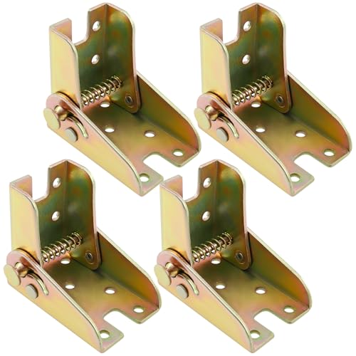 4 Pcs Heavy Duty Self Lock Folding Hinge - 90 Degree Folding Leg Support Bracket, Foldable Hidden Locking Hinges for Table Legs, Bed Leg, Workbench