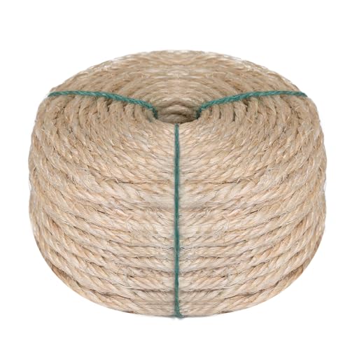 Eunice Natural Sisal Rope for Cat Scratching Post 1/6 Inch 4mm 164-Feet for Cat Tree Tower Repair and Scracthing Post Replacement, DIY Hemp Twine Ropes Sisal Rope for Cats for Scratching Furniture
