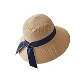 Sanshao Panamahut Sonnenhut Panamastrohhut Damenhut Schlapphut Damen -Original Panama-Hut Glocke– Handgeflochtener Stroh-Hut mit feiner Netzflechtung-Frühling-Sommer (A)