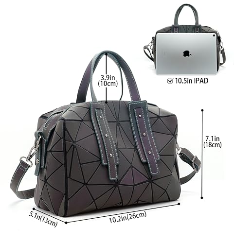 Geometric Boston Handbag for Women Geometric Luminous Purse and crossbody bag Geometric Bags and Holographic shoulder bag Set-G2