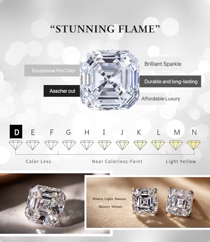"STUNNING FLAME "18K Gold Plated Sterling Silver Asscher Cut Cubic Zirconia Stud Earrings for Women4