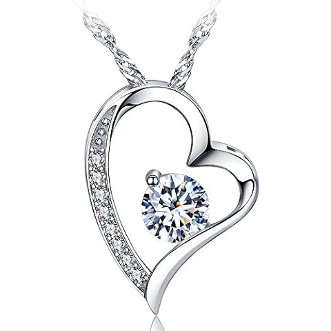 14k White Gold Plated Love Heart Necklace Cover