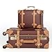 urecity Vintage Luggage Set of 2, Retro Suitcase Trunk with Wheels for Men and Women, Cute Designer Travel Luggage Set with Boarding Tote, Luggage Zipperless TSA Approved