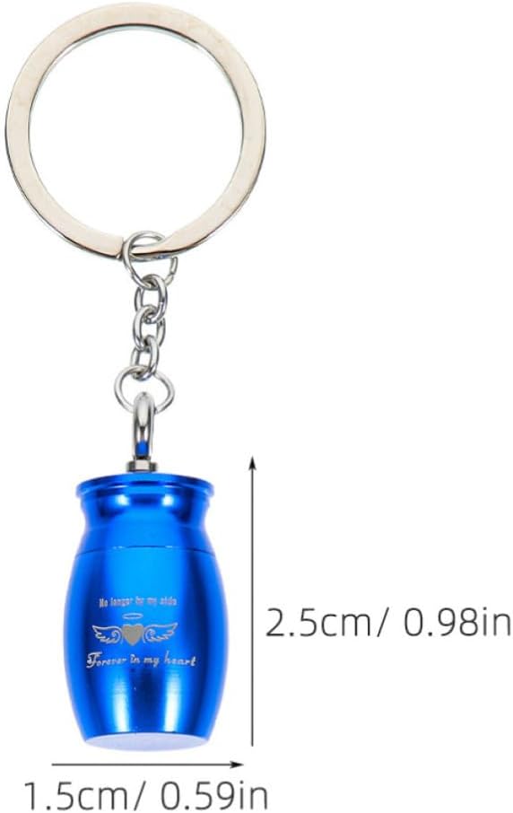 HANABASS 2pcs PET Ash Keychain Urn Pendant with Unscrewable Lid Metal Blue image 2