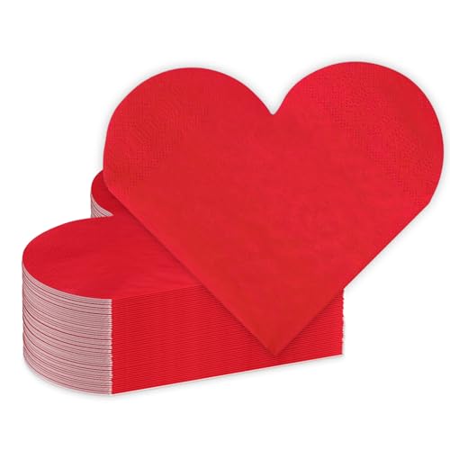 Valentines Day Party Decorations Disposable Love Napkins Heart Shaped Napkins for Valentines Day Engagements Wedding Anniversaries Bridal Showers Birthday Party Supplies 3 Ply / 50 Count/Red
