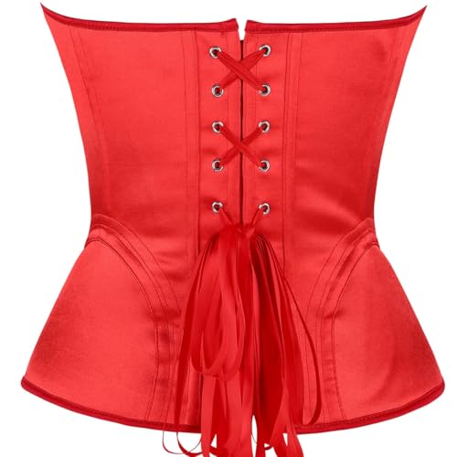 Image of Satin Corset Tops for Women Strapless Bustier Sweetheart Neckline Boned Bodice Bridal Lingerie Party Clubwear