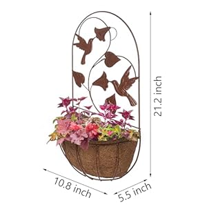 BAYN 2PKs Wall Hanging Planter Decor Art with Hummingbirds, Metal Wall Mounted Planters Indoor Outdoor Wall Planter for Succulent Herb Home Garden Yard BAYN 2PKs Wall Hanging Planter Decor Art with Hummingbirds Metal Wall Mounted Planters Indoor Outdoor Wall Planter for Succulent Herb Home Garden Yard