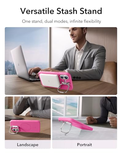 Coque silicone iPhone 17 ESR rose avec support et compatible MagSafe - 6