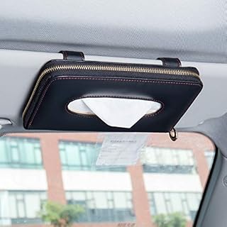 Forala Leather Car Visor Tissue Holder Zipper Tissue Box Paper Towel Cover Case