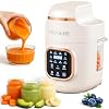 10 IN 1 Baby Food Maker, Glass Baby Food Mills, Baby Food Blender for Baby Puree, Fruit, Meat, Vegatable, Easy Cleaning, Touch Screen Control, Cook at Home 10oz (White)