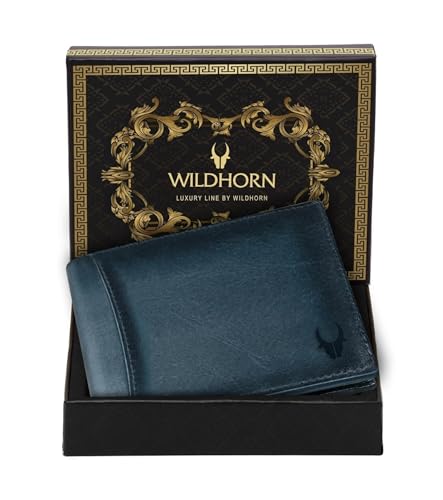 Image of WildHorn Rfid Protected Leather Wallet For Men, Blue