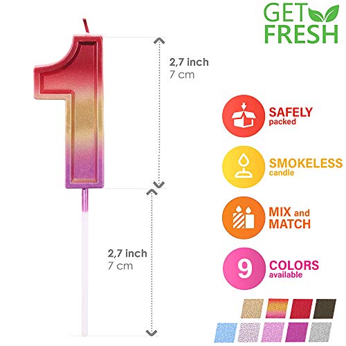 Get Fresh Number 1 Birthday Candle – Rainbow Number One Candle On Stick – Elegant Rainbow Number Candles For Birthday Wedding Anniversary – Perfect Baby’s 1St Birthday Cake Candle – 1 Candle #TOP1