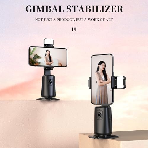 AI Face Tracking Gimbal with Gesture Control, 360° Horizontal Rotation, 1800mAh Battery for Video Calls, Recording and Live Streaming, Compatible with Phones Sized 40-80mm