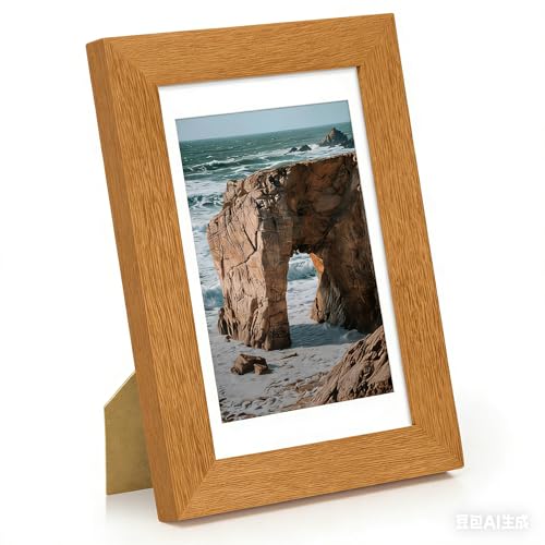Acovy A5 写真フレーム、無垢チーク材 14.8x21cm 壁用フォトフレーム 直角 A5(148x210mm) ポスターフレーム A6(95x138mm)にマット仕上げ PSパネル 縦または横の壁掛け 1パック