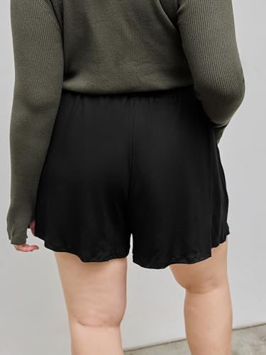 CIDER Plus Size Women Shorts Elastic Waist Wide Leg Flowy Shorts Lounge Summer Vacation Boho Casual Outfits4