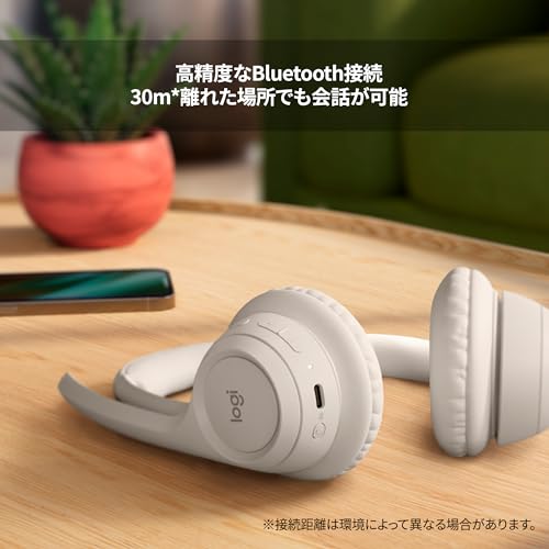 ロジクール ワイヤレスヘッドセット ZONE 300 Zone300OW Bluetooth 軽量 122g マルチポイント接続対応 2台同時接続 デュアルビームフォーミングマイク搭載 ノイズキャンセリング マイク付き USB TYPE-C 充電式 ワイヤレス ヘッドセット ヘッドホン ヘッドフォン Zone300 オフホワイト 国内正規品