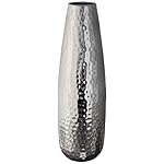 Hosley Teardrop Hammered Metal Vase with 16.5-Inch Height Elegant Centerpiece for Floral Arrangements and Statement Home Decor Sophistication in Silver - Image 4