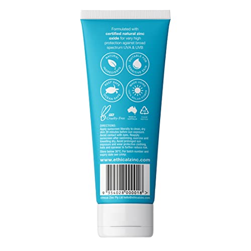 Ethical Zinc Mineral Sport Sunscreen Natural Zinc Oxide Physical Spf 50+ Water Resistant, Sensitive Skin, Reef Safe, Made In Australia, Broad Spectrum Protection, Suitable For Kids, Face And Body #TOP1