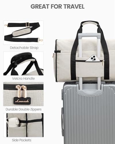 Foto de LOVEVOOK Bolsa de viaje para mujer, bolsas de viaje para mujer, bolsas de lona de mano para aviones, bolsa de noche con bolsa de artículos de tocador, bolsa de hospital para trabajo de parto y parto (imagen 6)