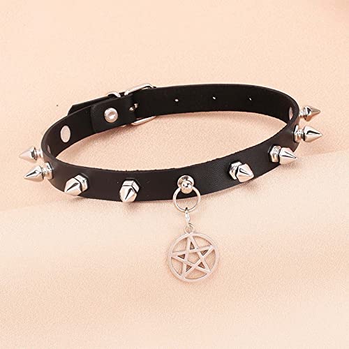 Tidoo Goth Black Choker Collar Necklace Cute Leather Chokers Sexy Heart Chocker Punk Spiked Choker Set For Women (8 Pcs Set) #TOP4