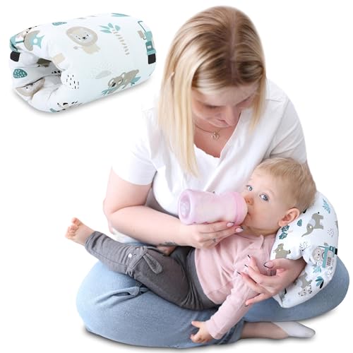 Totsy Baby Coussin d'allaitement Petit Manchon d'allaitement Ø20cm - Mini Coussin de Bras en Coton pour bébé pour allaiter et Donner des biberons en déplacement Afrique Blanc