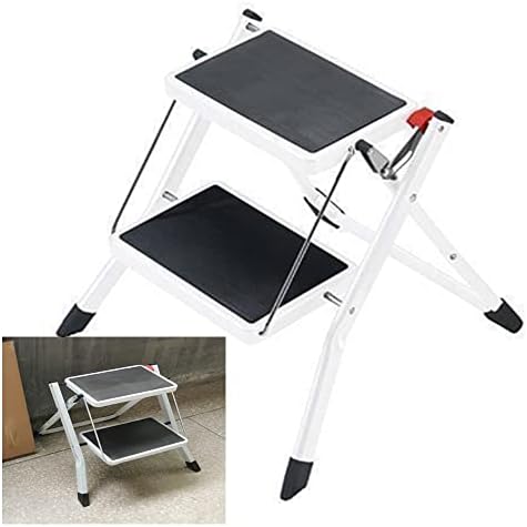 2 Step Ladder Step Stool Foldable Safety Ladder with Handrail & Anti-Slip Tread, Max Load 330lbs, Multi-Use Stepladder for Household & Office
