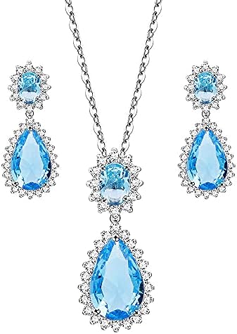 Lavencious Teardrop Dangle Necklace & Earring Sets for Women Trendy AAA Cubic Zirconia for Women