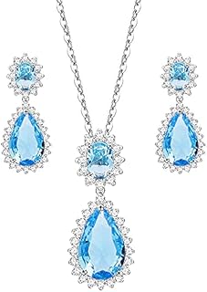 Lavencious Teardrop Dangle Necklace & Earring Sets for Women Trendy AAA Cubic Zirconia for Women