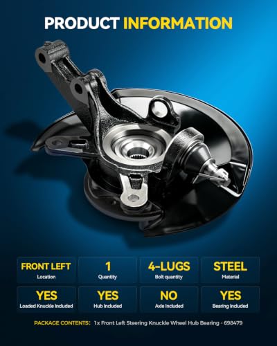 Image of PHILTOP Front Left steering knuckle and hub assembly Compatible with Honda Civic 2002 1.7L,Driver Side