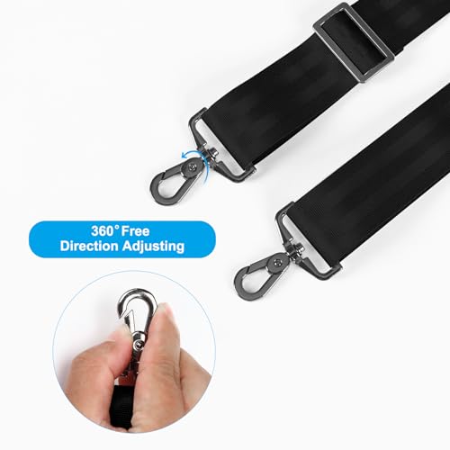 MOSISO 59 inch Shoulder Strap,Soft Adjustable Breathable Universal Replacement Non-Slip Strap with Fix Padded & Metal Swivel Hooks for Laptop Shoulder Messenger Bag/Crossbody Bag/Duffel, Black2