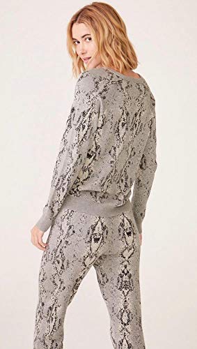 Monrow Snake Jacquard Raglan Sweater Grey (Medium, Grey Snake) #TOP2