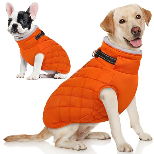 AOFITEE Large Dog Winter Jacket, Waterproof Dog Coat with Back Zi...
