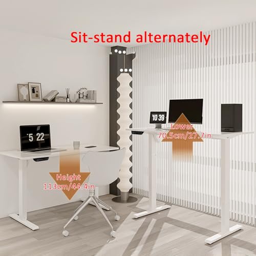 Bureau assis-debout réglable structure en I stable bicolore gris et blanc 80cm - 3