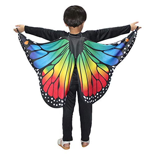 Image of Kaku Fancy Dresses Dance Butterfly Wings, Dragon Wings, Fabric Wings for Kids | Soft Fabric Wings Dancing Costume For Unisex - Multicolor, Fress Size