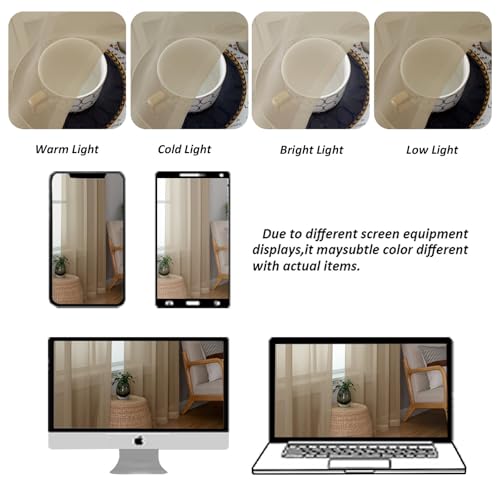 Image of Chyhomenyc Taupe Sheer Curtains 108 Inches Long - Light Filtering Voile Extra Long Panel Drapes for Floor to Ceiling Window, Elegant Soft Living Room Curtains, Each 42Wx108L Inch, 9FT, 2 Panels