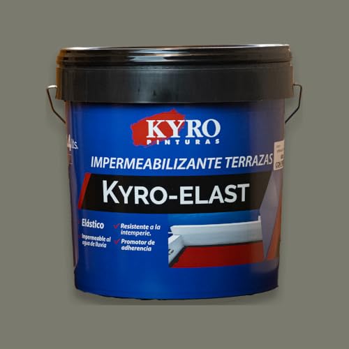 Kyro Elast Premium Pintura Impermeabilizante Elástico con Fibra para Terrazas- Pintura Antigoteras - Máxima Resistencia y Flexibilidad - Pintura Para Exteriores - Pintura Para Patios (Gris, 4L)
