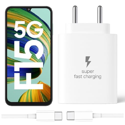 Image of 25W Type-C Charger with Cable Compatible with Samsung-Galaxy F15 5g | Super Fast Charger Adapter for S23 /S24 /S25 /S21Fe /A14 /M17 /M06 /M07 /M05 /F05 /F15 /F06 /M36 /A55 / F17 /A16 /M16 /A56 /A36 /A35 /A34 /A26, White