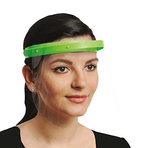 OceanSocks - Protector facial plegable, antibacteriano, para una mejor respiración, antiescupir + antivaho Face Shield, 1 marco + 2 viseras plegables, color blanco