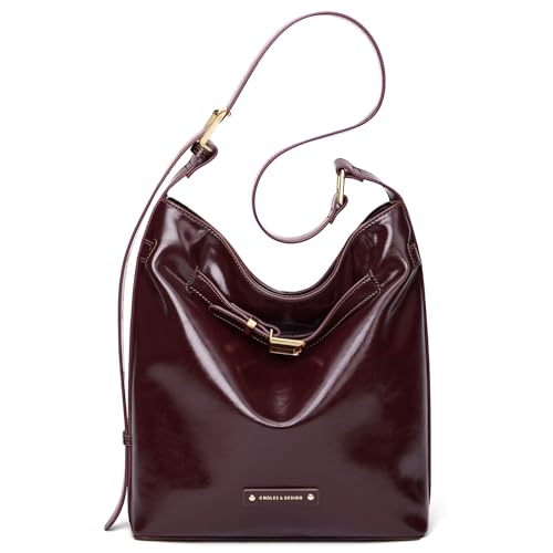 Cnoles Elegante bolso de cuero Shopper,estilo hobo, bolso de trabajo para mujer, bolso de hombro suave con correa de hombro ajustable, granate Cnoles Elegante bolso de cuero Shopper,estilo hobo, bolso de trabajo para mujer, bolso de hombro suave con correa de hombro ajustable, granate