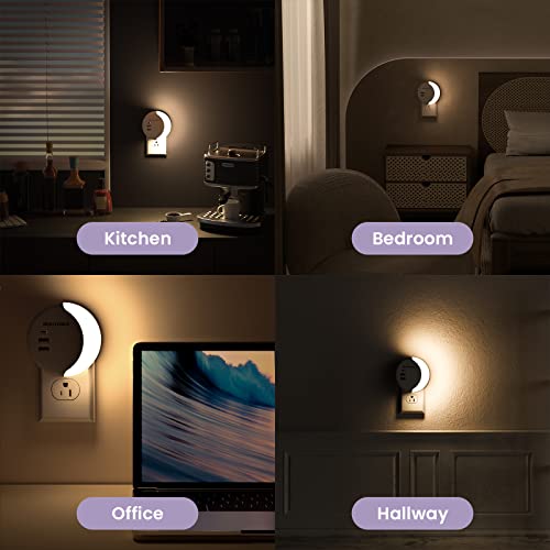 Rootoma Led Night Light Plug Into Wall, Dimmable Night Light For Kids With Usb Wall Charger 3 Ports,Smart Dusk To Dawn Sensor Adjustable Brightness,For Bedroom, Bathroom, Stairs, Kitchen, Hallway #TOP5
