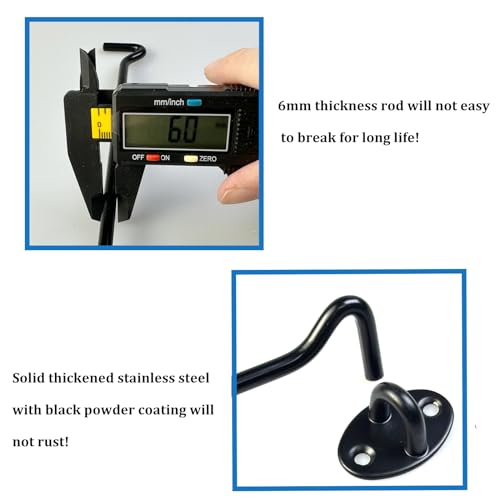 Mimhooy 2-Pack Hook & Eye Latch, 2-Inch Black, 50mm Stainless Steel for Gates Windows, Shed, Garage, Barn - Image 3