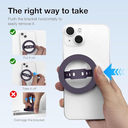 Image of RIGGEAR Soft Silicone Magnetic Phone Grip, Finger Loop Ring Holder Compatible with MagSafe iPhone Models and Magnetic Phone Cases (Purple)