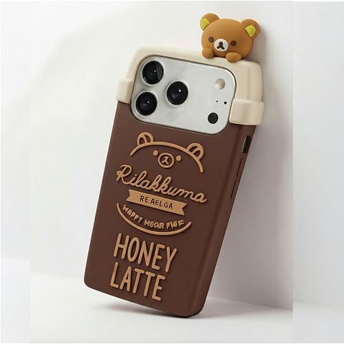 Image of amazon basics Cute 3D Latte Coffee Silicone Phone Case for iPhone 17 Pro Max | Soft Protective Cartoon Back Cover | iPhone Back Case for iPhone 17 Pro Max